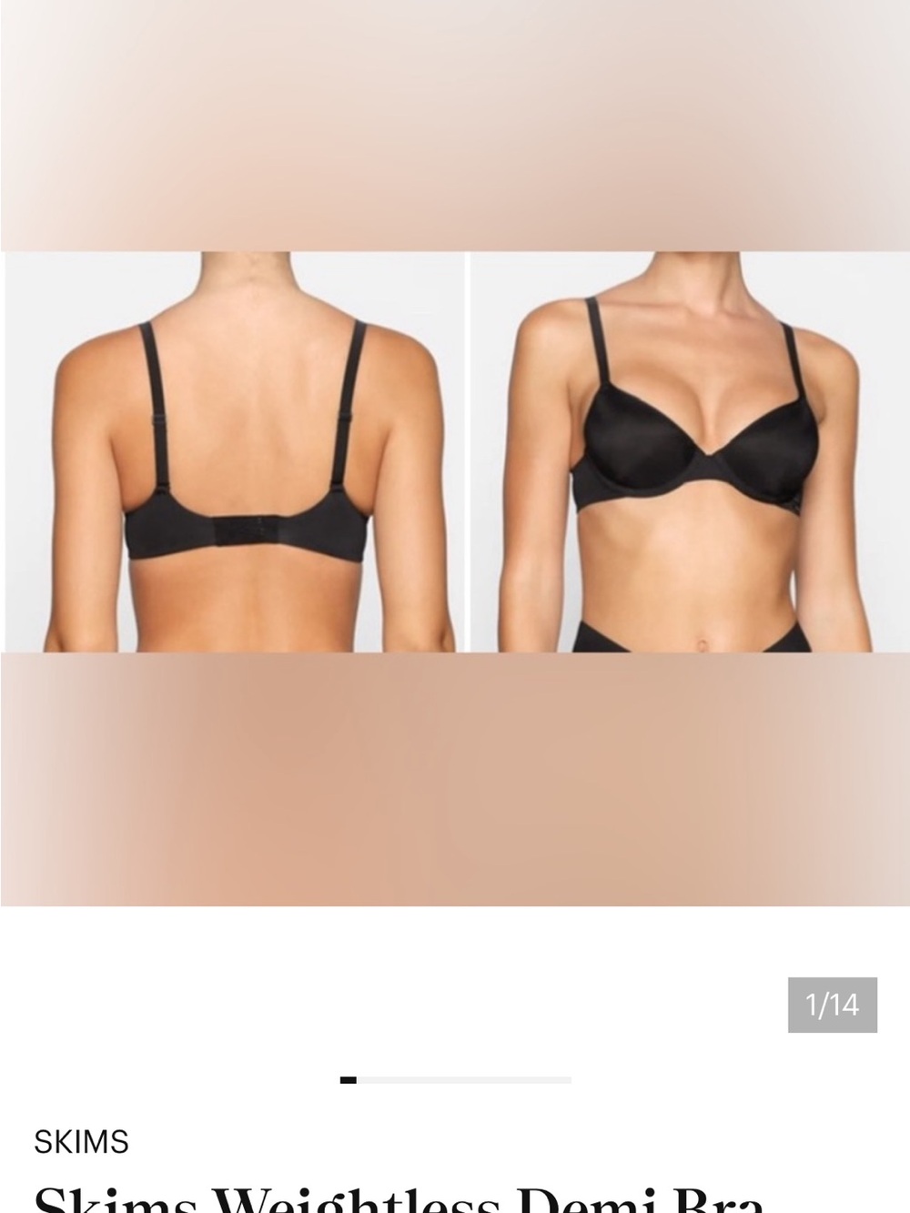 SKIMS Weightless Demi Bra Onyx NWT